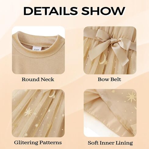 Girls Dress Velvet Long Sleeve Tutu Dress Kids Sparkly Sequin Tulle Holiday Party Casual Princess Dresses 3-8Y in Kuwait