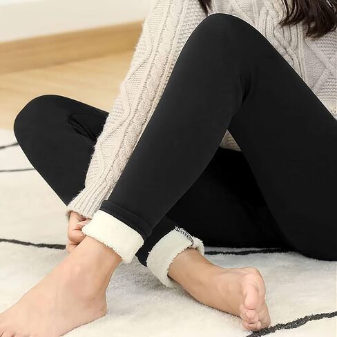 Women's Fleece Lined Leggings - High Waisted Tummy Control, Thermal Yoga Pants for Winter Workout in Saudi Arabia