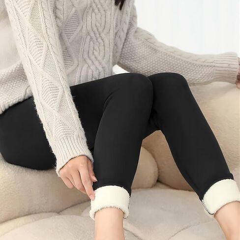 Women's Fleece Lined Leggings - High Waisted Tummy Control, Thermal Yoga Pants for Winter Workout in Saudi Arabia