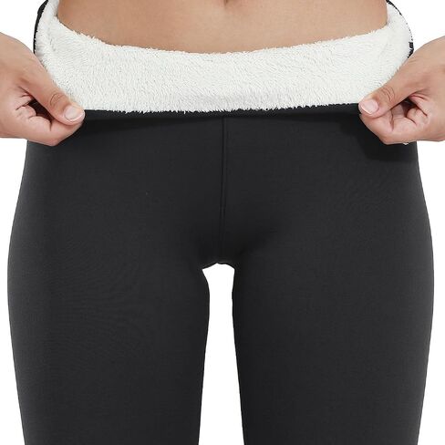 Women's Fleece Lined Leggings - High Waisted Tummy Control, Thermal Yoga Pants for Winter Workout in Saudi Arabia