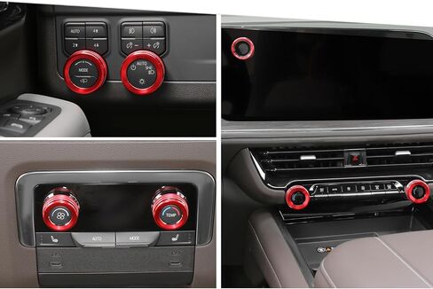 Jimen لأغطية مقابض وحدة التحكم المركزية Tahoe، 7 قطع AC تكييف الهواء زر التحكم في مستوى الصوت زر المصباح الأمامي حلقة تقليم تناسب شيفروليه تاهو 2024-2025 (أحمر) in Saudi Arabia