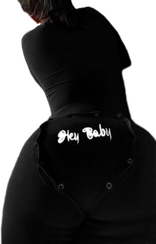 Women's Long One Piece Pajamas with Drop Seat Butt Flap Sexy V Neck Jumpsuit Romper Bodycon Bodysuit Sleepwear in Saudi Arabia