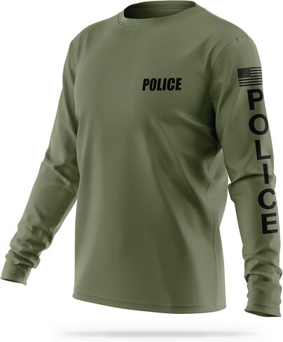 Police Performance Long Sleeve - USA Patriotic Shirt - Durable Breathable Moisture Wicking Law Enforcement in Saudi Arabia