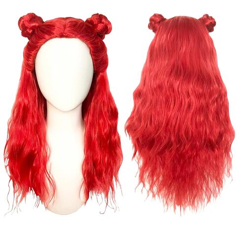 شعر مستعار أصفر طويل مموج بطول 28 بوصة/70 سم مع غرة للنساء، شعر مستعار أصفر مع تاج للشعر الاصطناعي الأنيمي لحفلات الهالوين التنكرية مع قبعة شعر مستعار in Kuwait