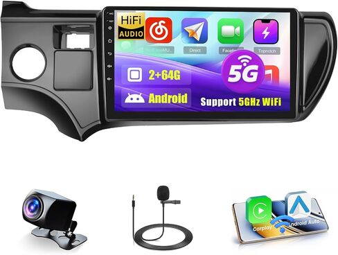 Roinvou 2+64G Android 9 بوصة شاشة تعمل باللمس لسيارة Toyota Prius C 2012-2014 (LHD) مع CarPlay اللاسلكي Android Auto WiFi Bluetooth GPS Navigation FM RDS Radio Backup Camera in Saudi Arabia