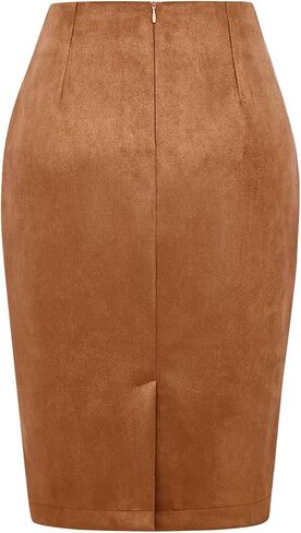 Suede Skirts for Women Fall Winter Mini High Waisted Slit Casual Pencil Bodycon Work Elegant Outfit Office Skirt in Saudi Arabia