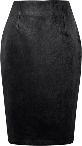 Suede Skirts for Women Fall Winter Mini High Waisted Slit Casual Pencil Bodycon Work Elegant Outfit Office Skirt in Saudi Arabia