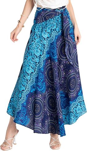 تنورة طويلة من Tranquil Threads Boho للنساء، لفافة سارونغ للشاطئ، مجموعة فستان تنورة صيفية للعطلات in Kuwait