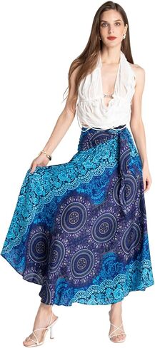 تنورة طويلة من Tranquil Threads Boho للنساء، لفافة سارونغ للشاطئ، مجموعة فستان تنورة صيفية للعطلات in Kuwait