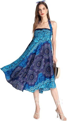 تنورة طويلة من Tranquil Threads Boho للنساء، لفافة سارونغ للشاطئ، مجموعة فستان تنورة صيفية للعطلات in Kuwait