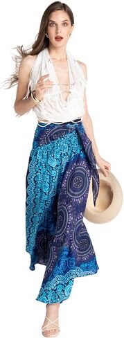 تنورة طويلة من Tranquil Threads Boho للنساء، لفافة سارونغ للشاطئ، مجموعة فستان تنورة صيفية للعطلات in Kuwait