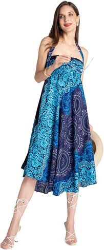 تنورة طويلة من Tranquil Threads Boho للنساء، لفافة سارونغ للشاطئ، مجموعة فستان تنورة صيفية للعطلات in Kuwait