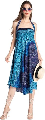 تنورة طويلة من Tranquil Threads Boho للنساء، لفافة سارونغ للشاطئ، مجموعة فستان تنورة صيفية للعطلات in Kuwait