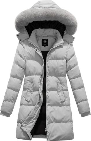 KVE Women's Winter Thicken Puffer Coat Warm Snow Jacket with Faux Fur Removable Hood in Kuwait