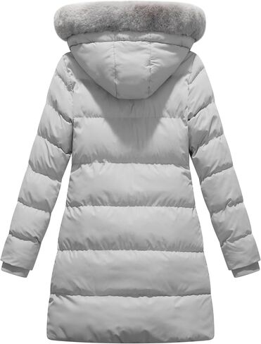 KVE Women's Winter Thicken Puffer Coat Warm Snow Jacket with Faux Fur Removable Hood in Kuwait