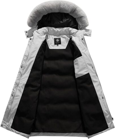 KVE Women's Winter Thicken Puffer Coat Warm Snow Jacket with Faux Fur Removable Hood in Kuwait