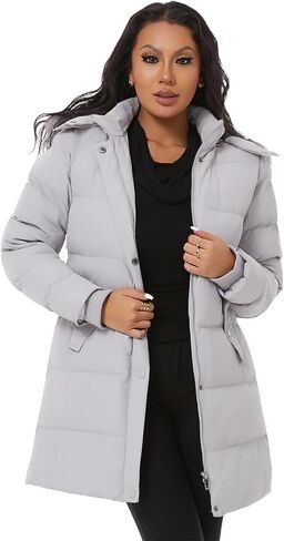KVE Women's Winter Thicken Puffer Coat Warm Snow Jacket with Faux Fur Removable Hood in Kuwait