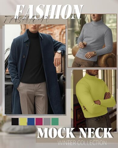 6 Pack Mens Big and Tall Turtleneck Shirts Long Sleeve Loose Fit Tops Basic Pullover Multipack Tees in Saudi Arabia