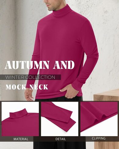 6 Pack Mens Big and Tall Turtleneck Shirts Long Sleeve Loose Fit Tops Basic Pullover Multipack Tees in Saudi Arabia