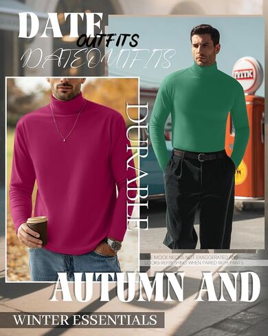6 Pack Mens Big and Tall Turtleneck Shirts Long Sleeve Loose Fit Tops Basic Pullover Multipack Tees in Saudi Arabia