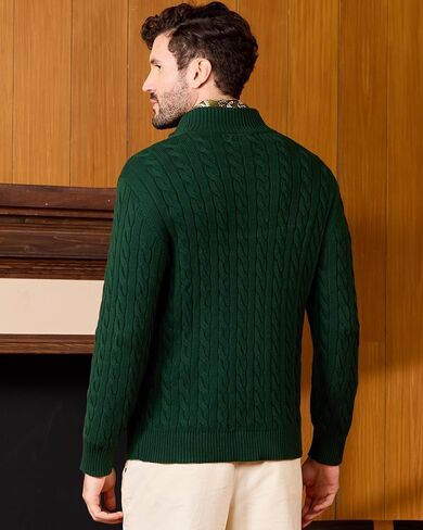 Kallspin Men's Quarter Zip Sweater Pullover Pure Cotton Cable Knit Long Sleeve Business Casual Knitwear in Kuwait