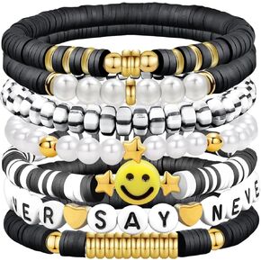 Friendship Stretch Stackable Bracelets, Heishi Surfer Clay Bead Preppy Smiley For Women Bracelet in Saudi Arabia