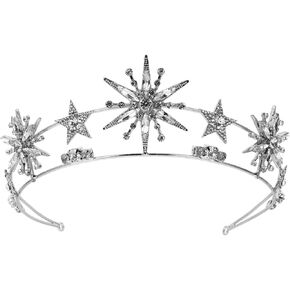 Rhinestone Star Crown Star Bridal Wedding Crown Vintage Rhinestone Tiara Wedding Crystal Bridal Headband for Women Girls Silver in Kuwait