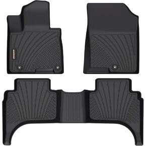 Binmotor-سجادات أرضية مخصصة لجميع الأحوال الجوية لسيارة Volkswagen atlas (مقاعد دلو 6 ركاب) 2018-2025، 3 صفوف مجموعة كاملة من سجادات السيارة مادة TPE، بطانات أرضية السيارة شديدة التحمل، ملحقات أطلس سوداء للسيارات in Kuwait