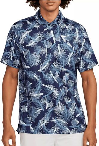 Nike Tour Dri-FIT Pine Print Stretch Golf Polo Classic Fit (US, Alpha, XX-Large, Regular, Regular, Aegean Storm/White) in Saudi Arabia