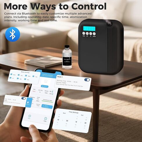 Hotel Scent Diffuser, House Scent Machine, 10000 Sq.Ft of Coverage, 200ml Large Capacity Aromatherapy Machine, Scent Diffusers for Home Large Room, Office Waterless Essential Oil Diffuser, Black in Kuwait