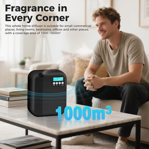 Hotel Scent Diffuser, House Scent Machine, 10000 Sq.Ft of Coverage, 200ml Large Capacity Aromatherapy Machine, Scent Diffusers for Home Large Room, Office Waterless Essential Oil Diffuser, Black in Kuwait