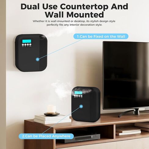 Hotel Scent Diffuser, House Scent Machine, 10000 Sq.Ft of Coverage, 200ml Large Capacity Aromatherapy Machine, Scent Diffusers for Home Large Room, Office Waterless Essential Oil Diffuser, Black in Kuwait