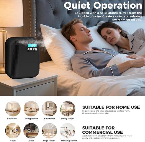 Hotel Scent Diffuser, House Scent Machine, 10000 Sq.Ft of Coverage, 200ml Large Capacity Aromatherapy Machine, Scent Diffusers for Home Large Room, Office Waterless Essential Oil Diffuser, Black in Kuwait