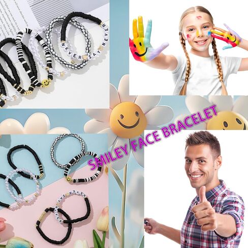 الصداقة تمتد أساور تكويم، هيشي سيرفر الطين الخرزة Preppy مبتسم للنساء سوار in Saudi Arabia