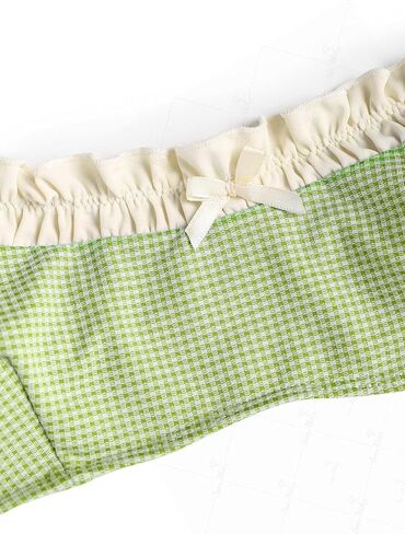 خمر القماش القطني Ruched الكشكشة تقليم Bowknot ديكور التعادل الجانب بيكيني مجموعة in Kuwait