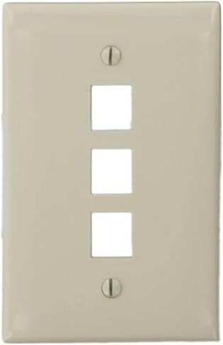 Leviton 41091-1BN QuickPort لوحة حائط متوسطة الحجم، عصابة واحدة، 1 منفذ، بني in Kuwait