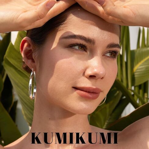 KUMIKUMI أقراط حلقية فضية للنساء، أقراط حلقية من الفضة الإسترليني بيضاوية مضادة للحساسية خفيفة الوزن أقراط كبيرة للنساء هدايا in Saudi Arabia
