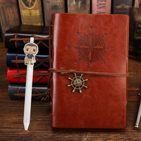 قلم HJYZY Uncharted 4 للكتابة الجلدية، قلم ملاحظات بني عتيق قابل لإعادة الملء، قلادة دريك، سوار جلدي قابل للسحب مع ملصقات 29 قطعة in Saudi Arabia
