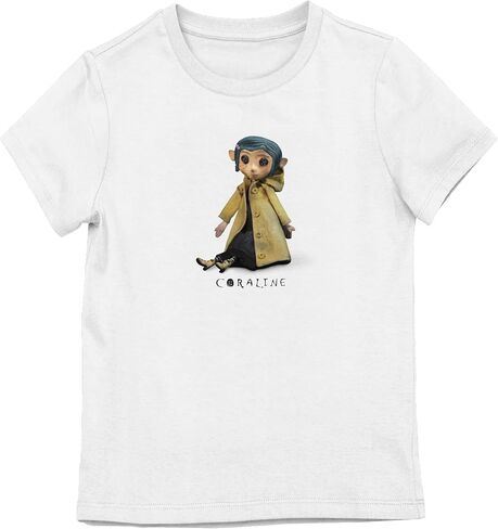 Bioworld Coraline Sitting Doll Youth Girl White Short Sleeve Tee in Saudi Arabia