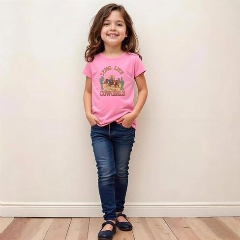Cowgirl T Shirts for Girls: Cute Cotton Graphic Tees in Western Style, Available for Ages 2-7 in Saudi Arabia