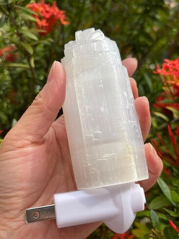 GAF TREASURES Selenite Iceberg Night Light, Selenite Crystal Nightlight Plugin, Selenite Skyscraper, Night Light Kids and Baby Nursery (1 Night Light) in Saudi Arabia