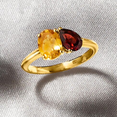 Ross-Simons 1.10 Carat Citrine and .90 Carat Garnet Toi Et Moi Ring in 18kt Gold Over Sterling in Saudi Arabia