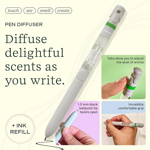 Lifelines Pen Diffuser Set, Strawberry Milkshake - 1mm Black Ballpoint Pen with Scented Essential Oil Blend & 2 Ink Refills – Aromatherapy Diffuser & Sensory Immersion Diffuse Aroma As You Write in Saudi Arabia