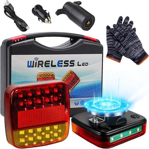 Wireless Trailer Lights Magnetic, 2026 Upgrade Rechargeable Wireless Trailer Tow Lights LED Kit, IP65 Waterproof, 10-Hour Battery Life, 100 FT Signal Synchronization for Towing Truck Camper RV Boat in Saudi Arabia