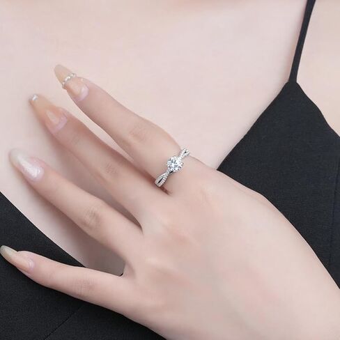 S925 Sterling Silver 1 Carat Diamond Engagement Ring | VVS1 Clarity D-color Womens Wedding Ring Sets| Ideal Stacking Rings for Women in Saudi Arabia