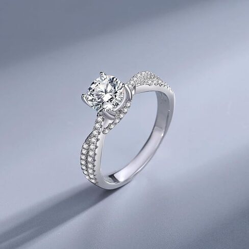 S925 Sterling Silver 1 Carat Diamond Engagement Ring | VVS1 Clarity D-color Womens Wedding Ring Sets| Ideal Stacking Rings for Women in Saudi Arabia