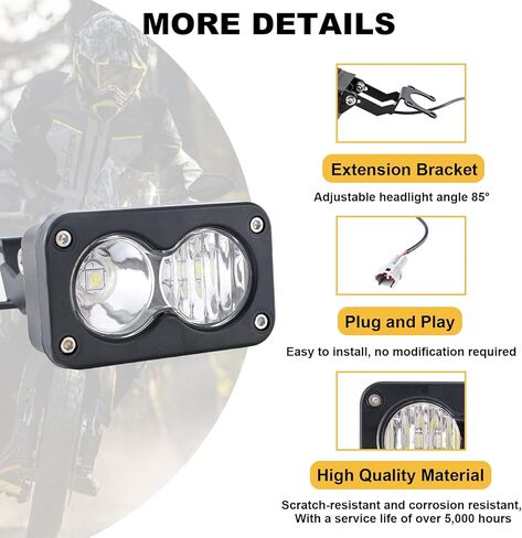 مجموعة مصباح الأمامي 3 بوصة متوافقة مع Sur-Ron Segway X260 و Talaria ، أشرطة أضواء الدراجات النارية مع قوس المصابيح الأمامية ، والتوصيل والتشغيل (الأصفر) in Kuwait