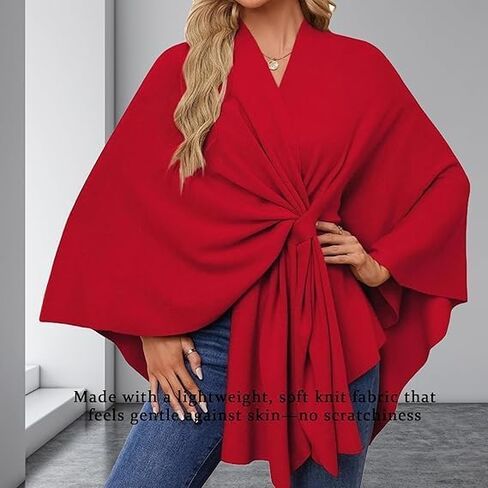 Instantaneou Shawl, Elegant Shawl Wraps Soft Open Front Poncho Sweater, Solid Color Shawls Wrap with Loop, Poncho Sweater in Saudi Arabia