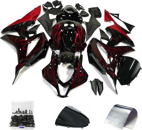ZXMOTO مجموعة انسيابية للدراجات النارية لـ 2007 2008 Honda CBR 600RR حقن ABS البلاستيك هيكل السيارة (الأحمر والأسود) in Saudi Arabia