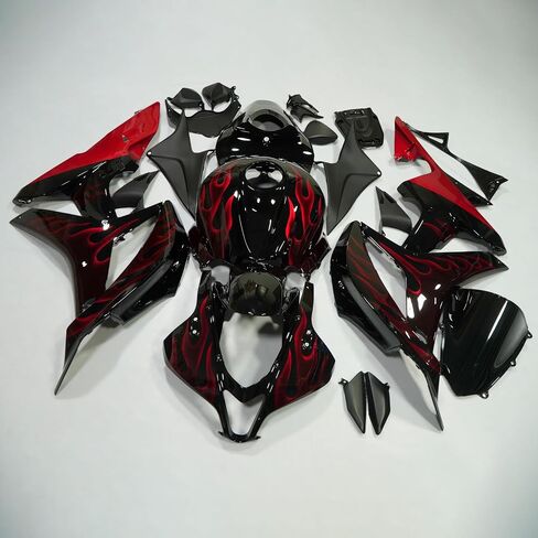 ZXMOTO مجموعة انسيابية للدراجات النارية لـ 2007 2008 Honda CBR 600RR حقن ABS البلاستيك هيكل السيارة (الأحمر والأسود) in Saudi Arabia